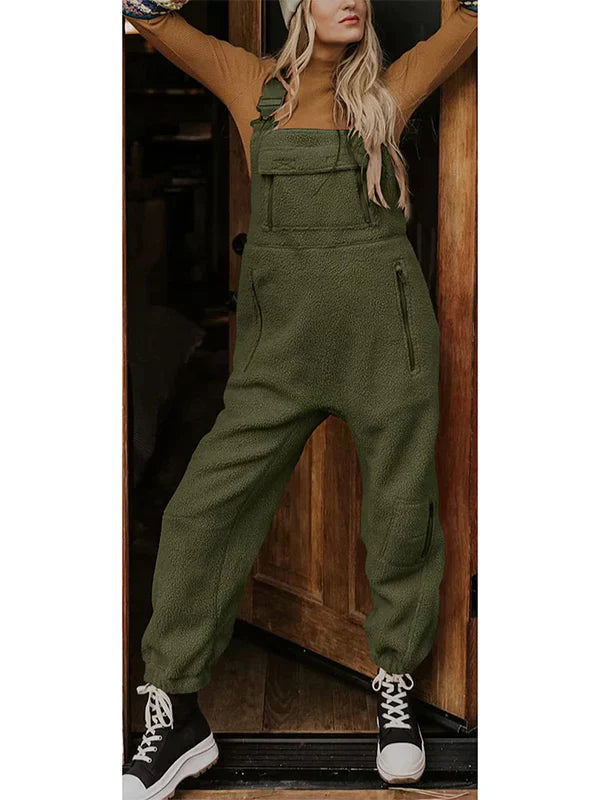 Valenzora | Women's Fleece Thermal Overall with Zippered Pockets