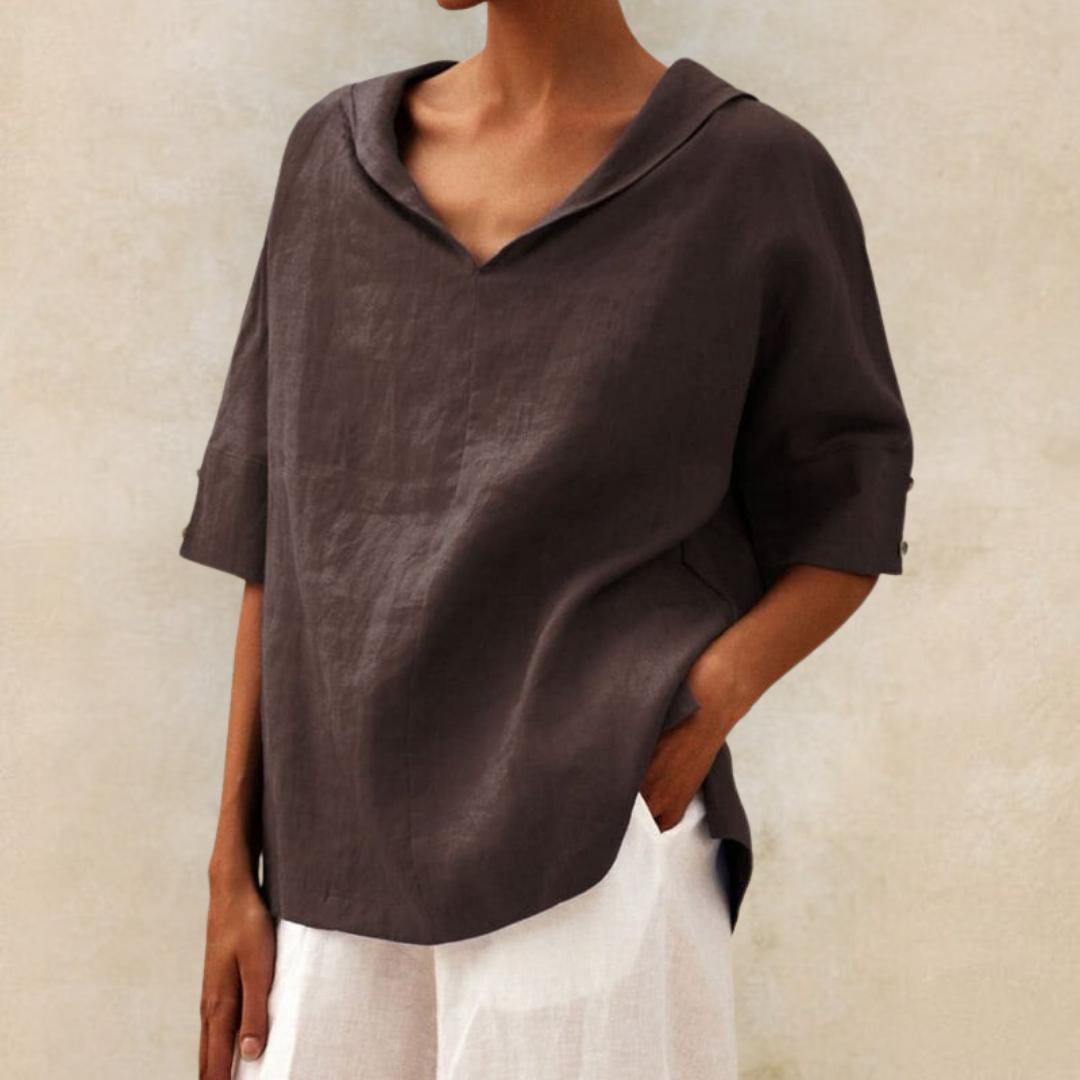 Valenzora | Women's V-neck casual linen shirt