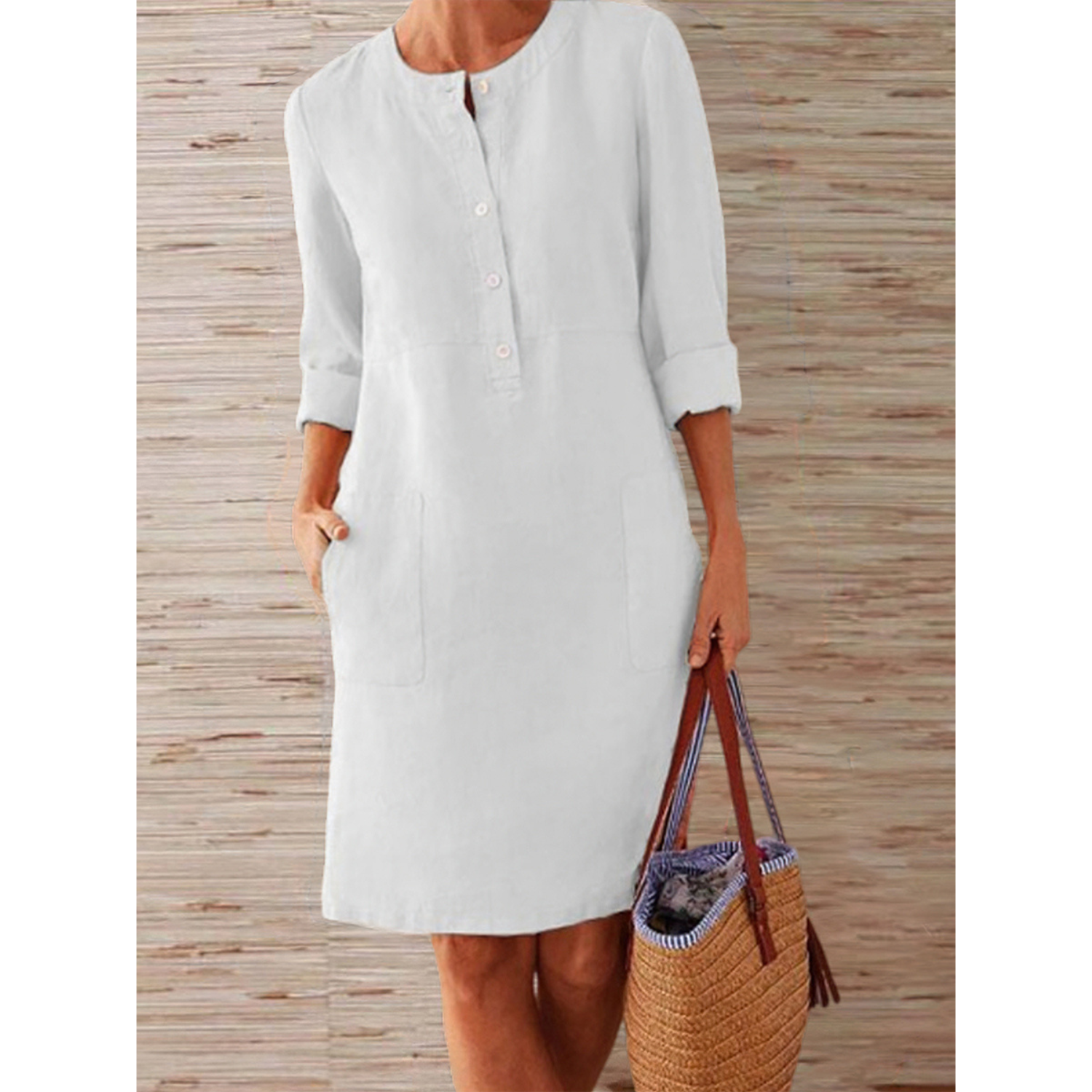 Valenzora | new solid color dress made of cotton and linen
