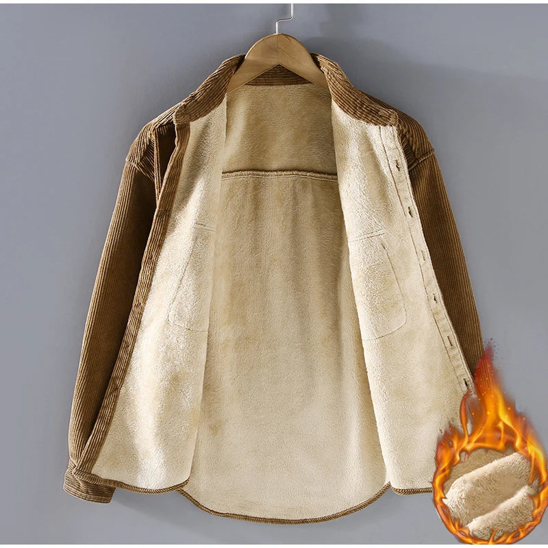 Valenzora | Casual long-sleeved corduroy shirt with pockets