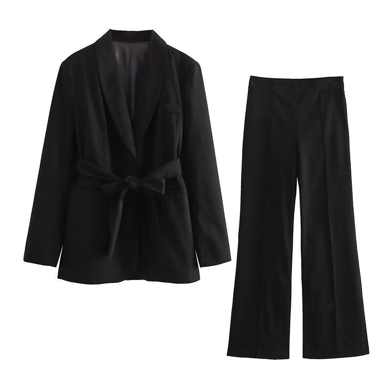 Valenzora 2-piece women's suit | Elegant blazer with belt and matching trousers