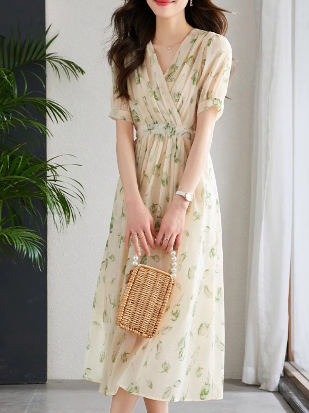 Valenzora | Temperament Short-Sleeve Chiffon Dress