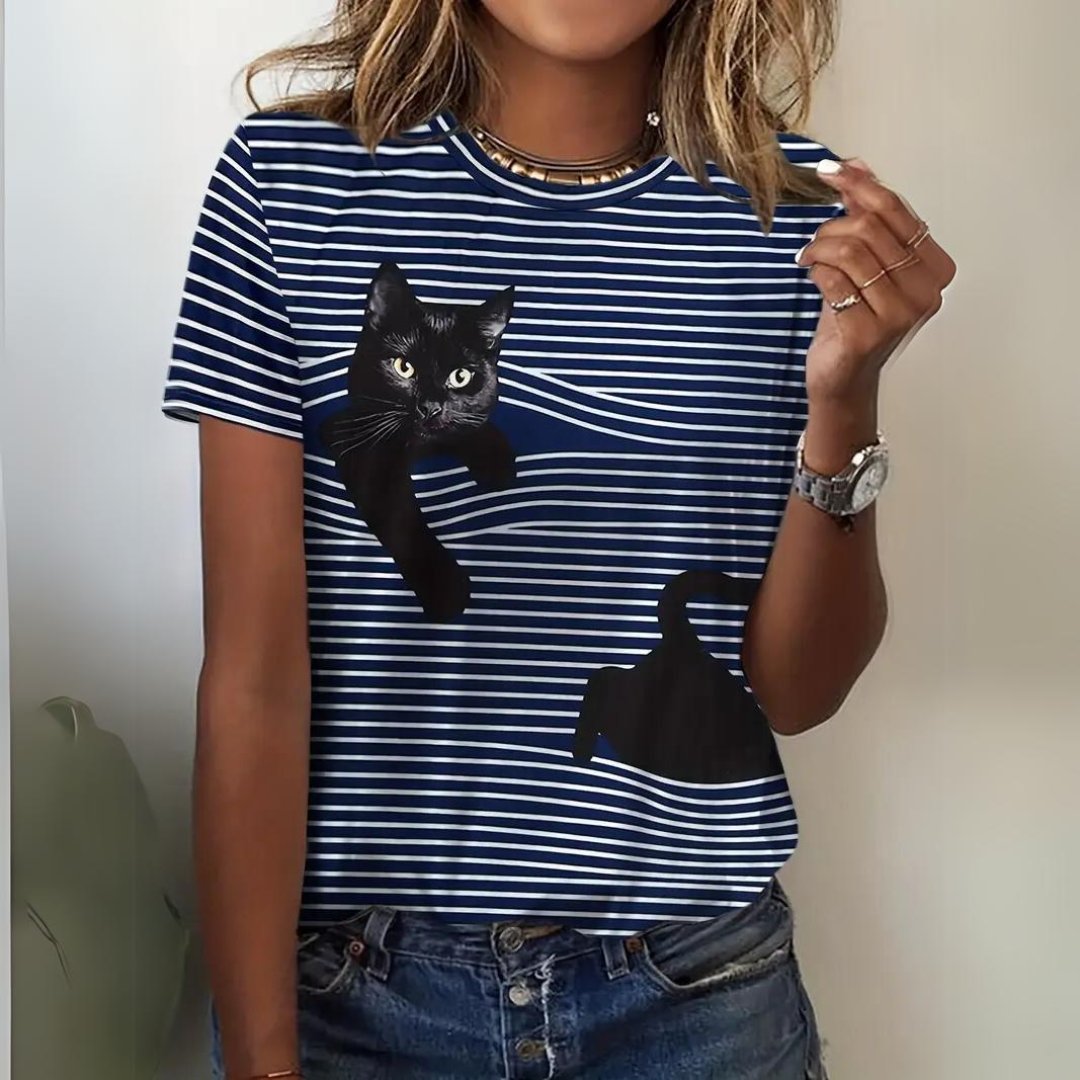 Valenzora | Elegant cat motif shirt for women