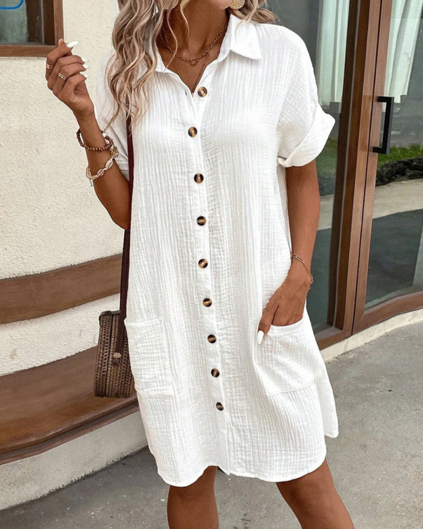 Valenzora | Casual shirt dress with buttons and pockets for women