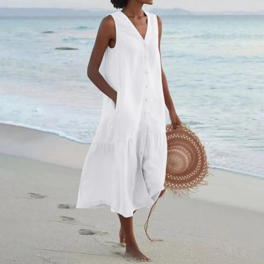 Valenzora | V-neck linen dress