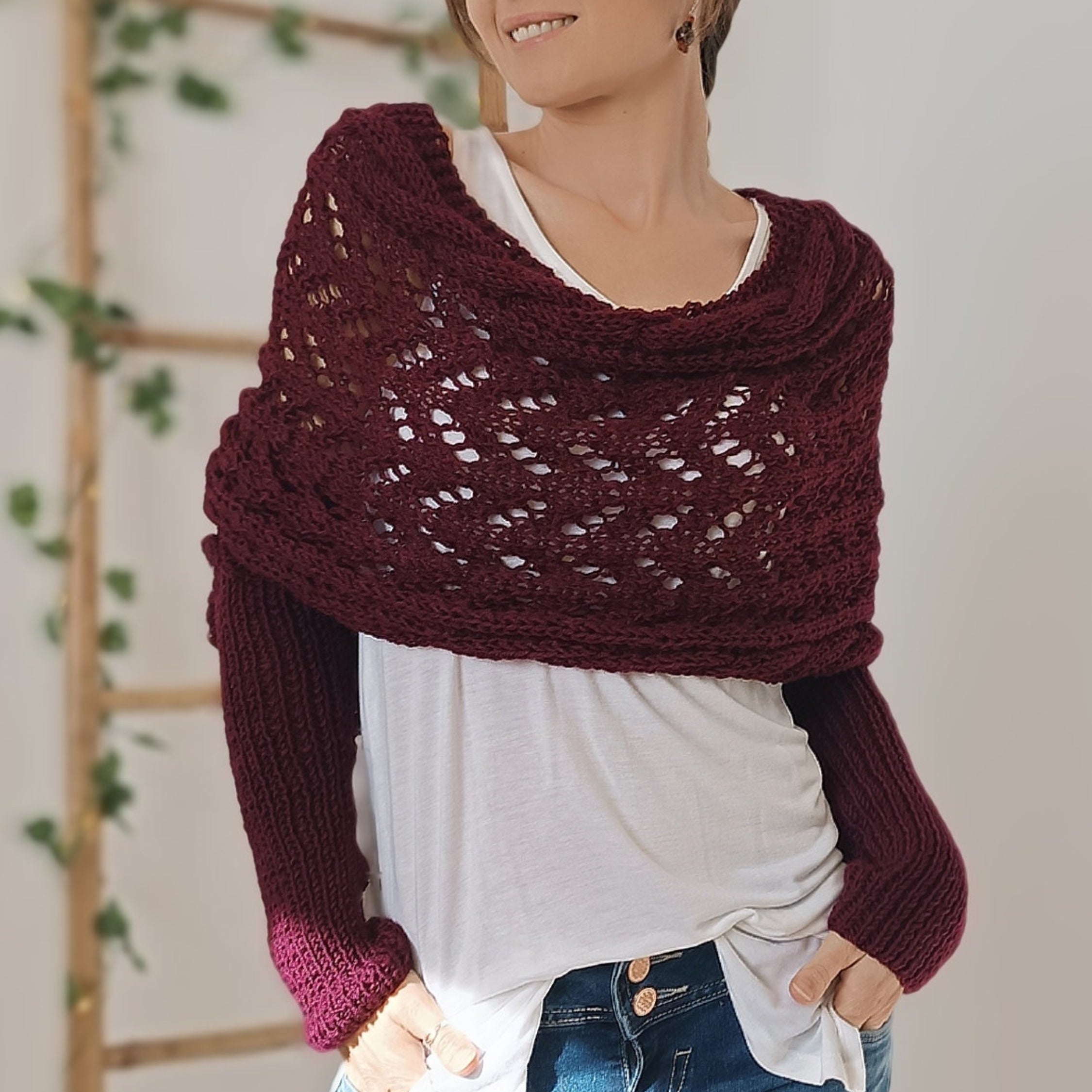 Valenzora | Versatile scarf with sleeves and braided pattern