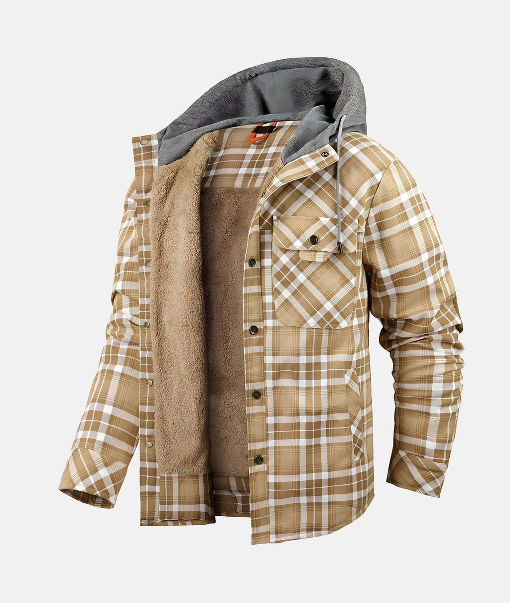Valenzora | Checkered flannel jacket with hood and faux fur lining