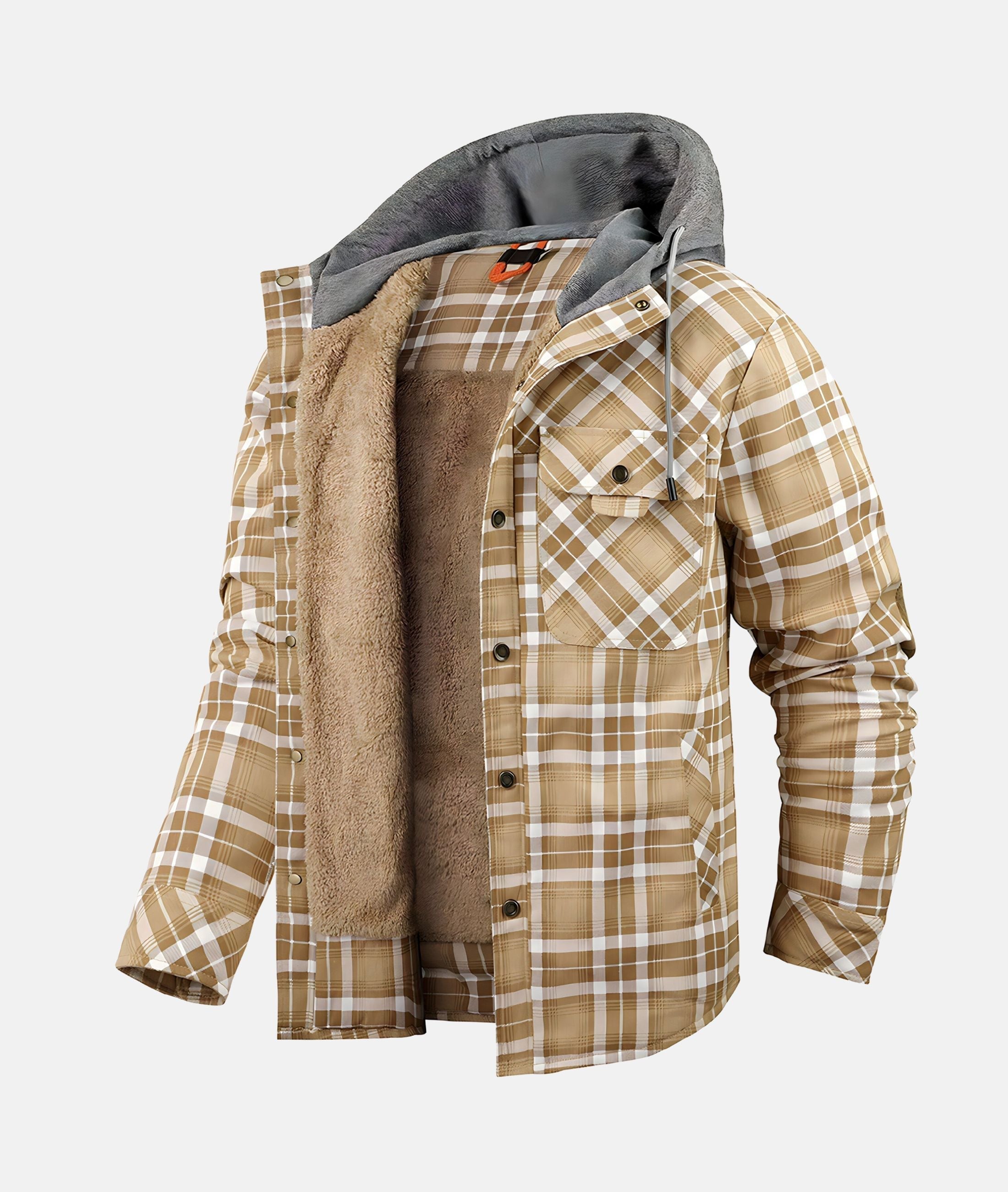 Valenzora | Checkered flannel jacket with hood and faux fur lining