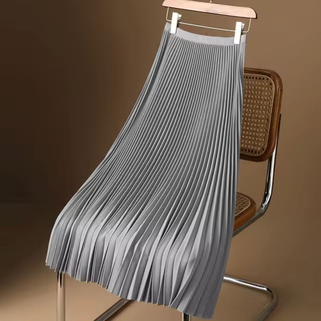 Valenzora | Pleated cotton satin maxi skirt