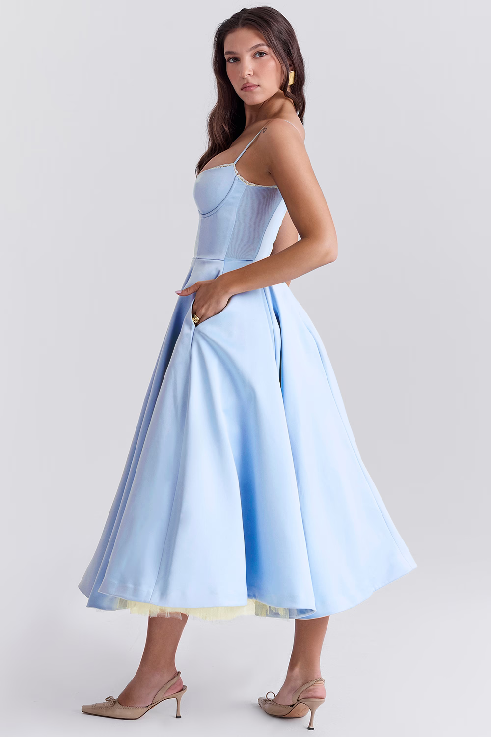 Valenzora | A-Linien Midikleid Spaghettiträger Spitzendetail Elegant Festlich