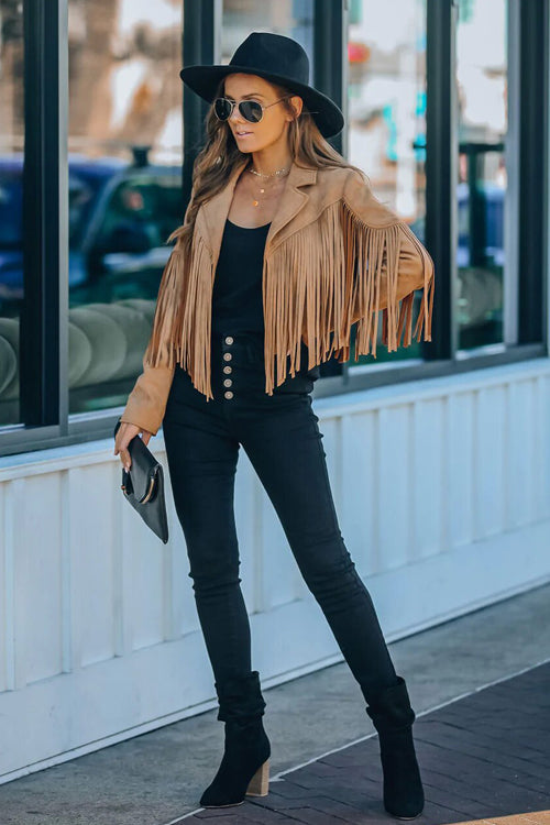 Valenzora | At Your Best Fringe Edge Faux Suede Shacket