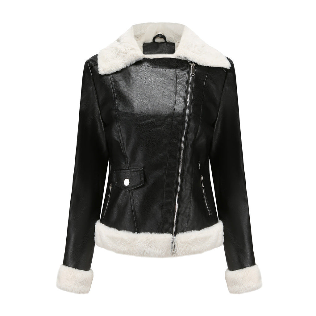 Valenzora | Winter leather jacket with fleece lining