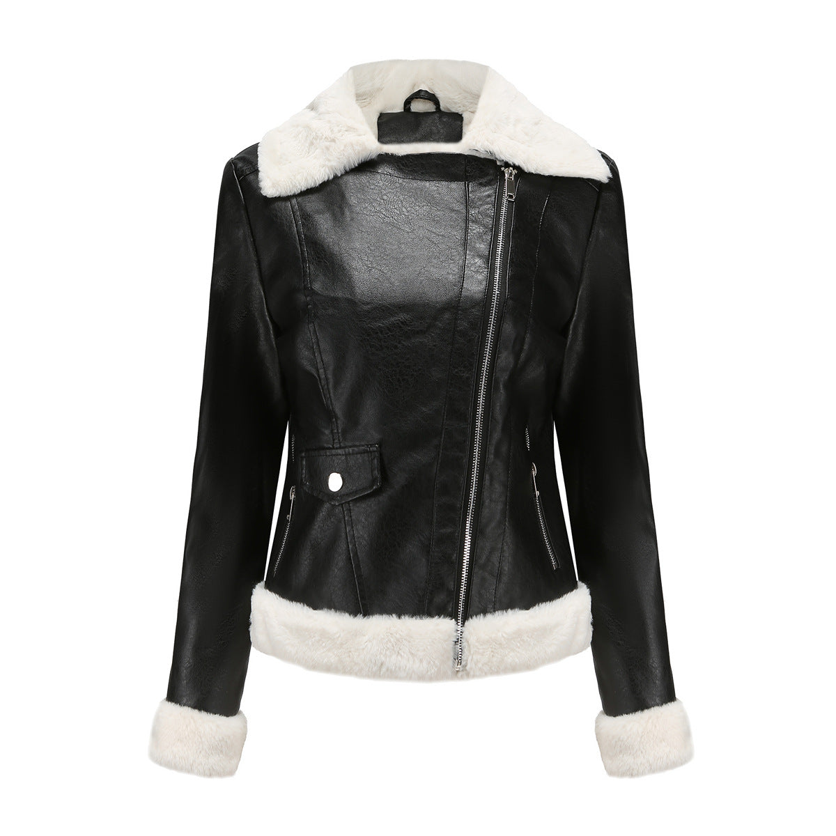 Valenzora | Winter leather jacket with fleece lining