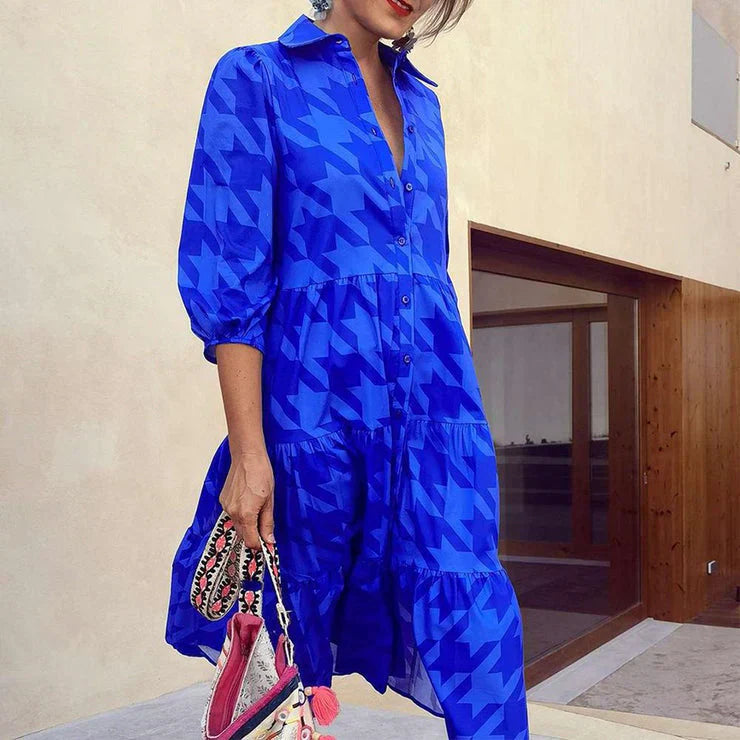 Valenzora | Stylish midi dress with collar