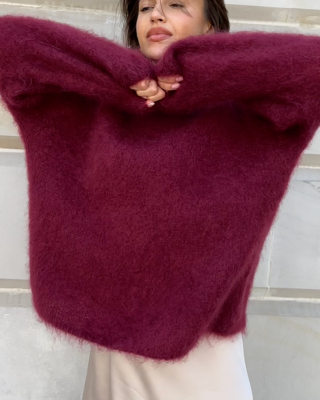 Valenzora | Pullover aus Mohair-Mischgewebe mit Rundhalsausschnitt