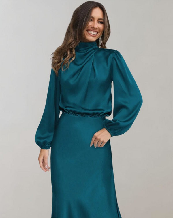 Valenzora | Elegant evening dress for women, long, long-sleeved
