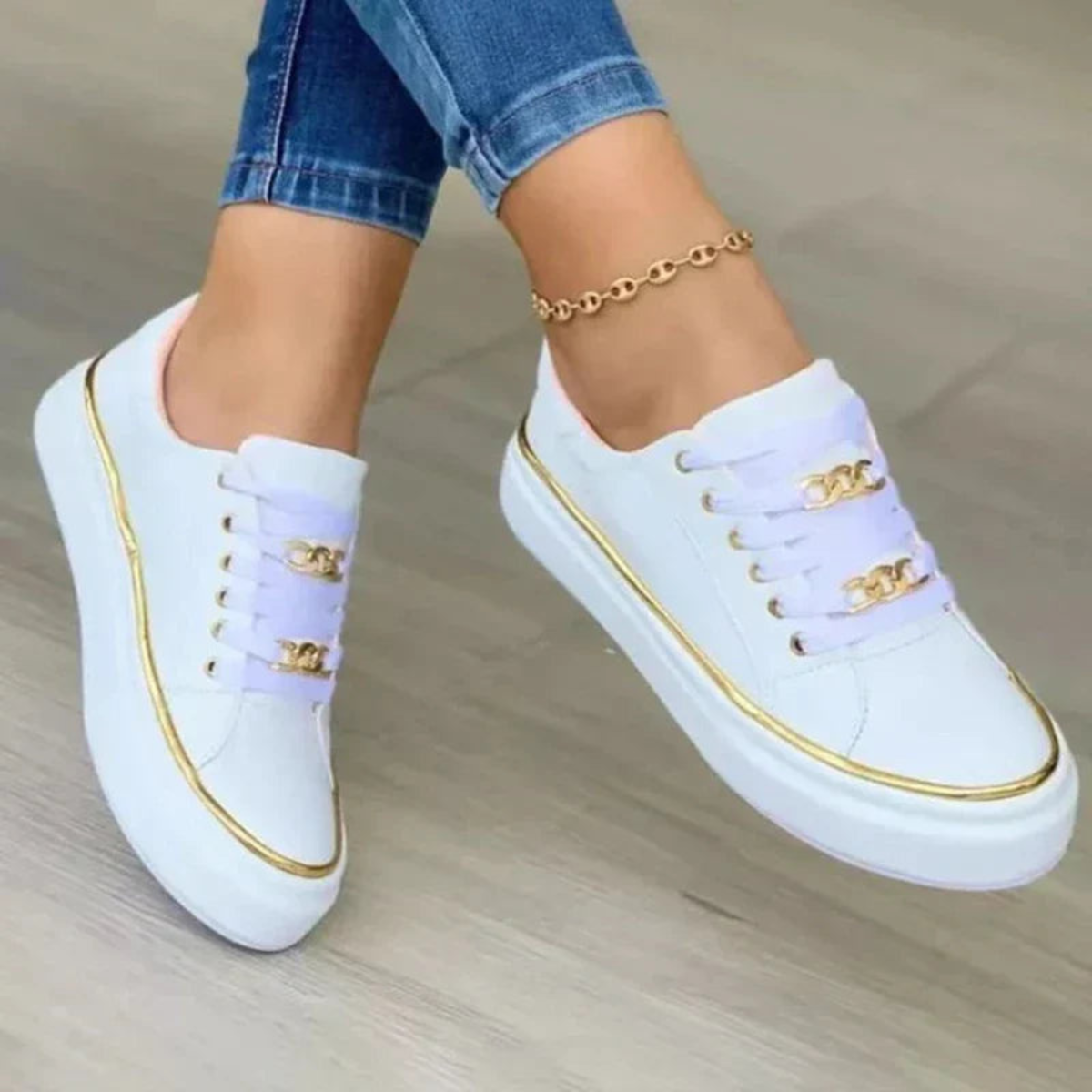 Valenzora | Low-Top-Sneakers mit Kettendetail Casual Für Damen