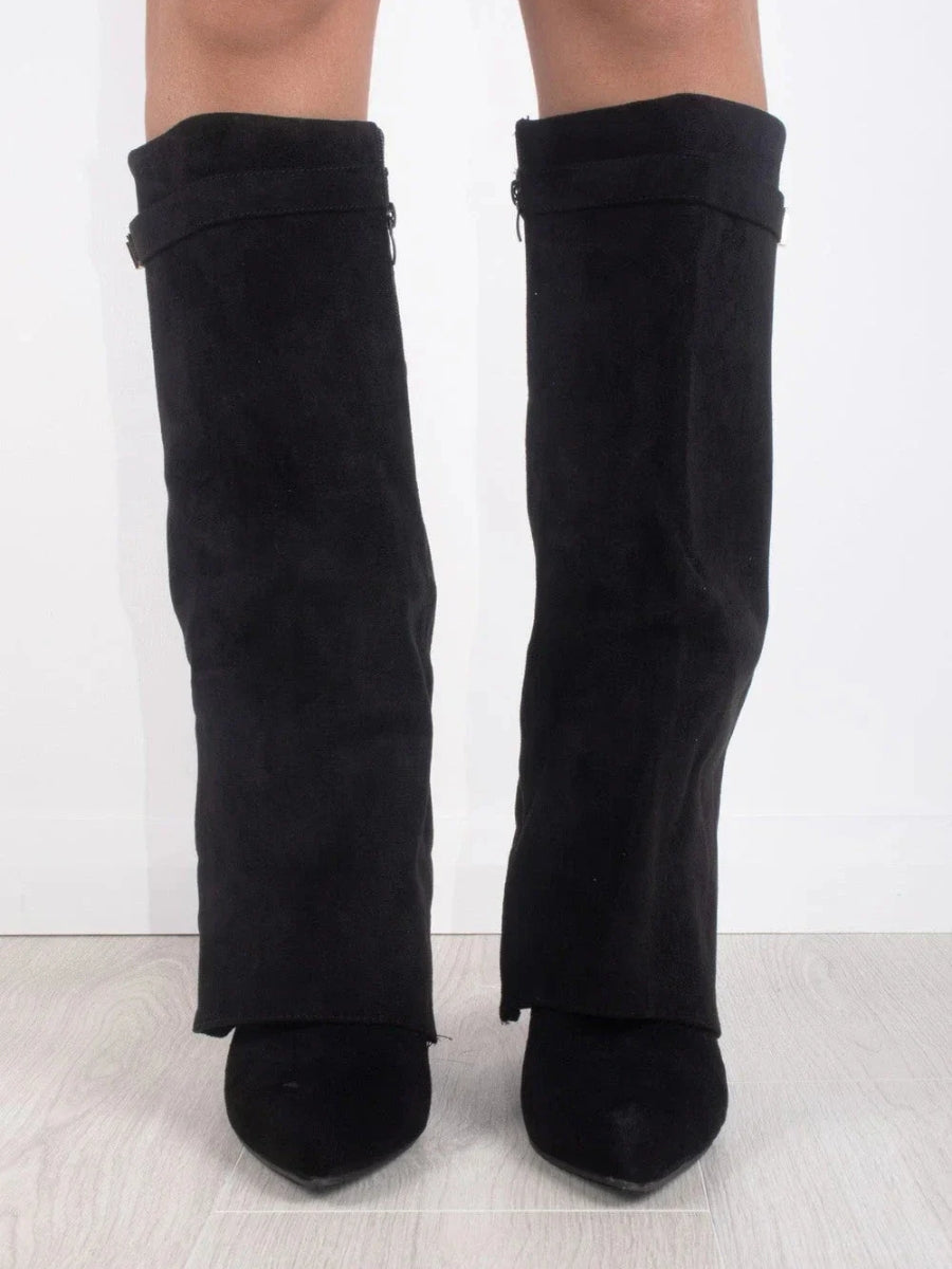 Valenzora | Elegant women's boots made of high-quality suede with golden accents