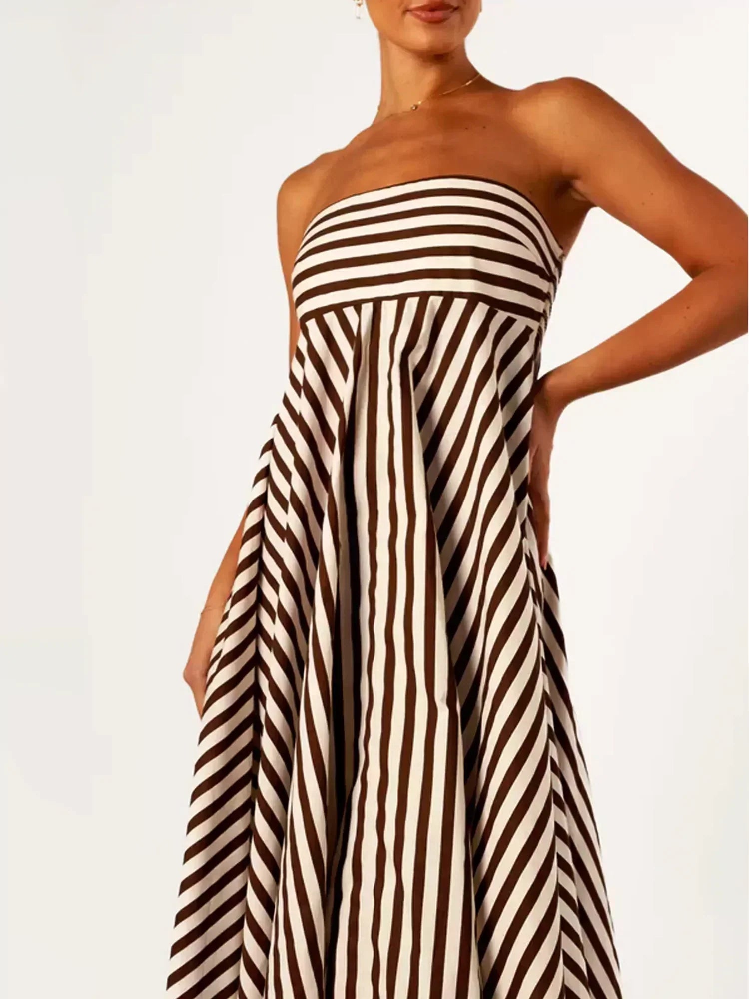Valenzora | Strapless Striped Maxi Dress for Women