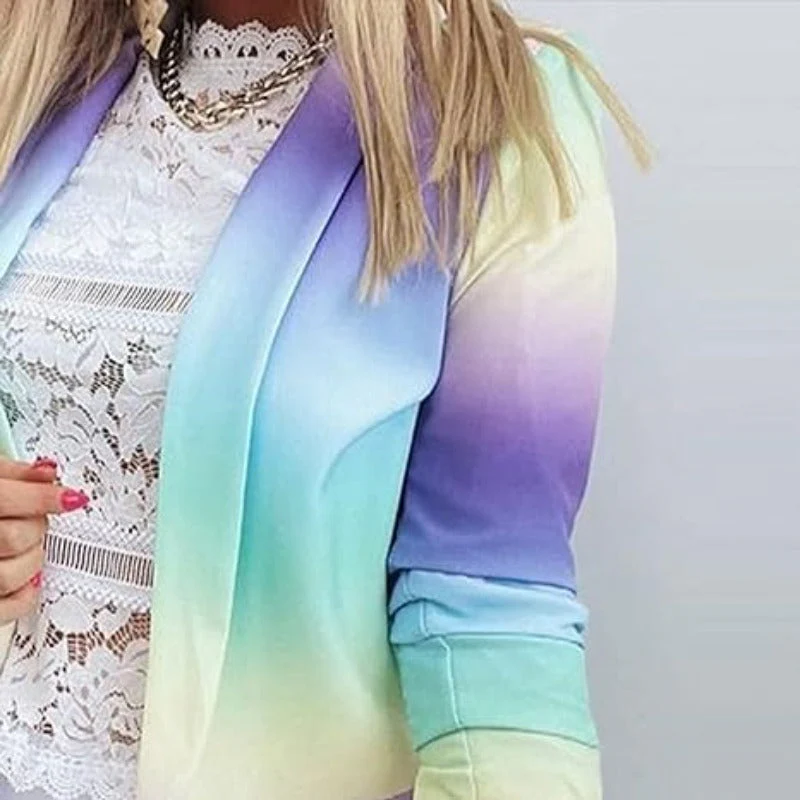 Valenzora | Women's Ombre Open Front Blazer, Long Sleeves, Relaxed Fit