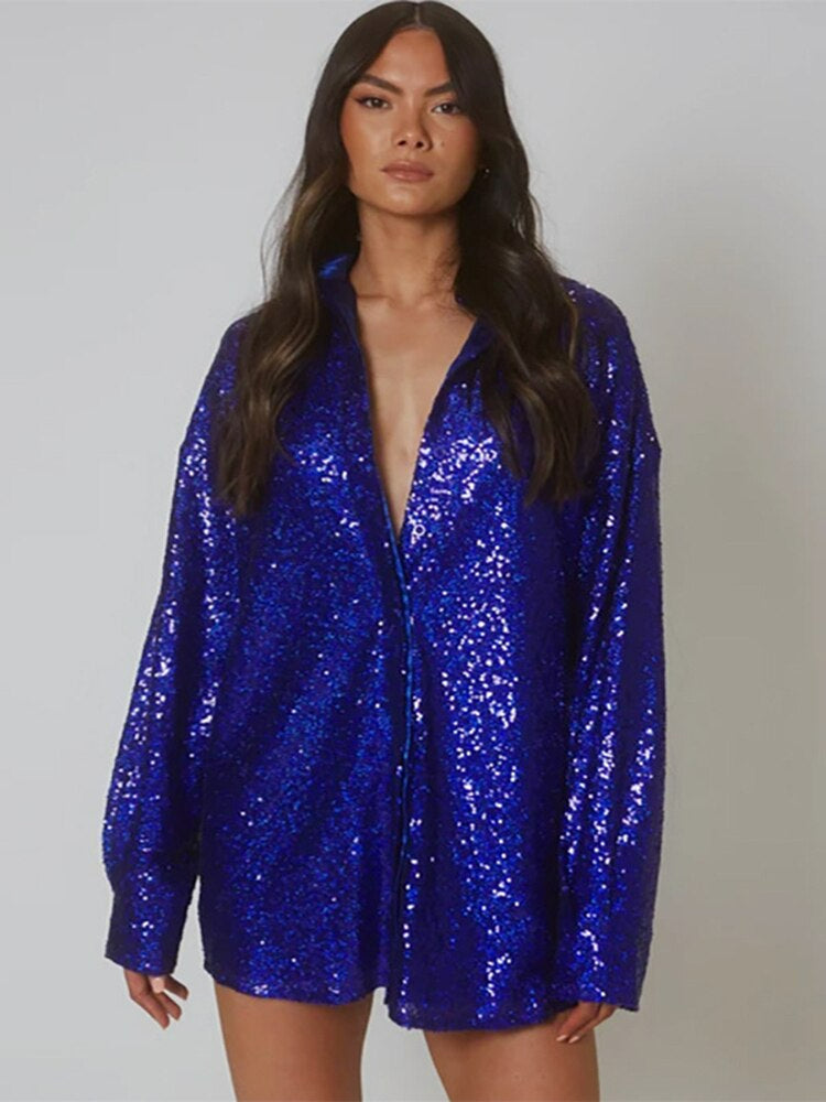 Valenzora - Extra-large glitter shirt for women