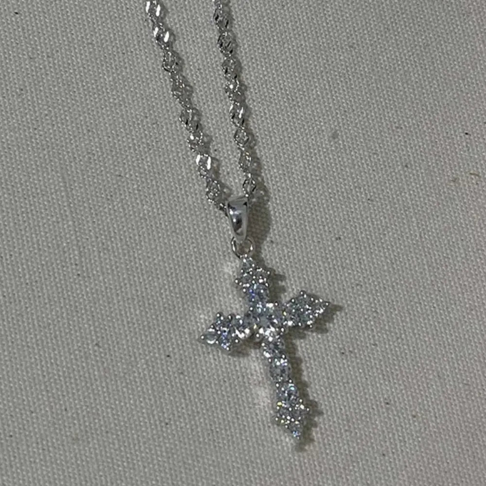 Valenzora | Crystal Zircon Cross Pendant Necklace for Women