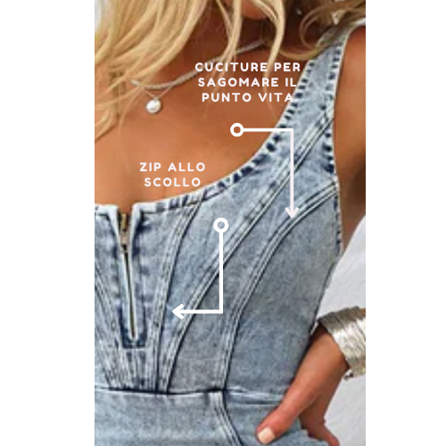 Valenzora | Denim dress with a fitted silhouette that ensures an elegant look