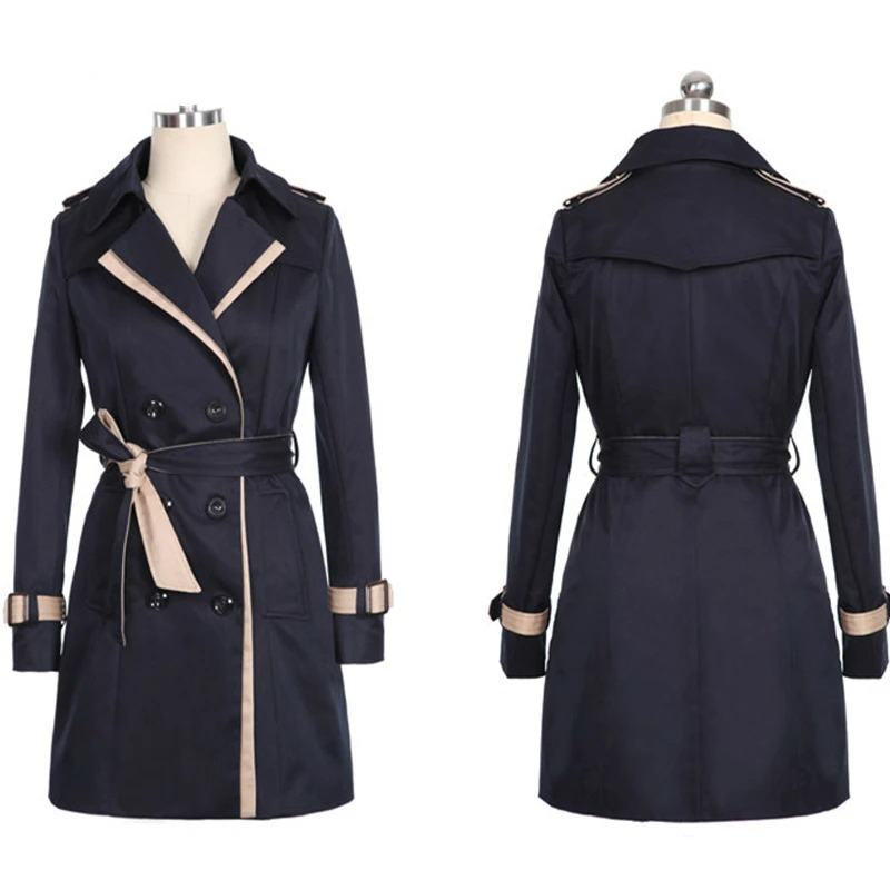 Valenzora | Elegant women's double-breasted trench coat, tailored, mid-length