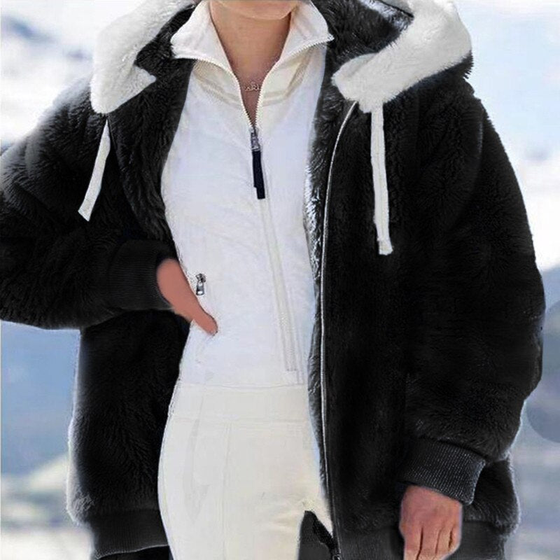The most comfortable winter plush hooded jacket