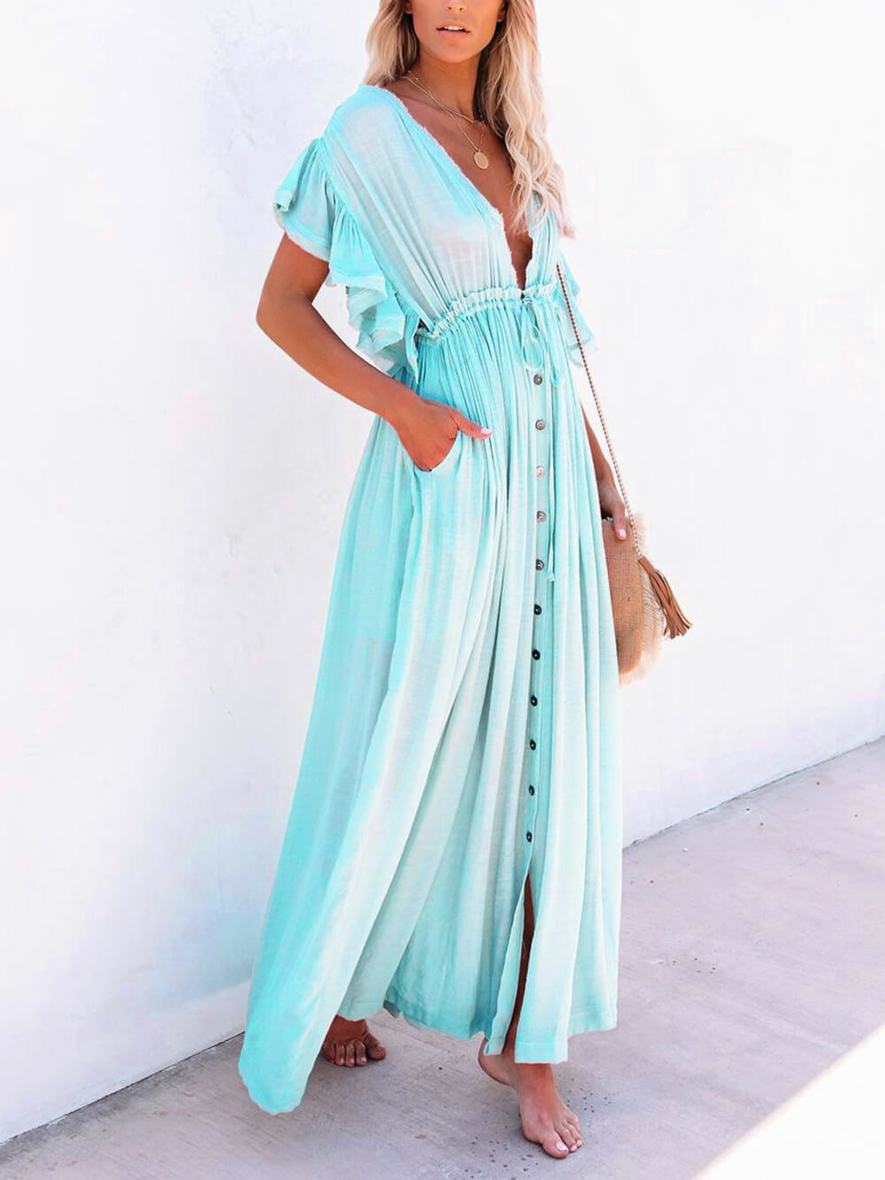 Valenzora | Style Maxi Dress with Flutter Sleeves for Women
