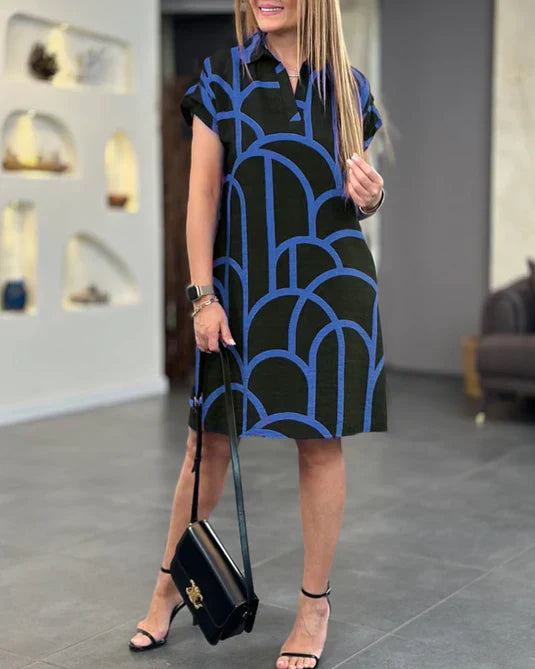 Valenzora | Printed midi dress with short sleeves