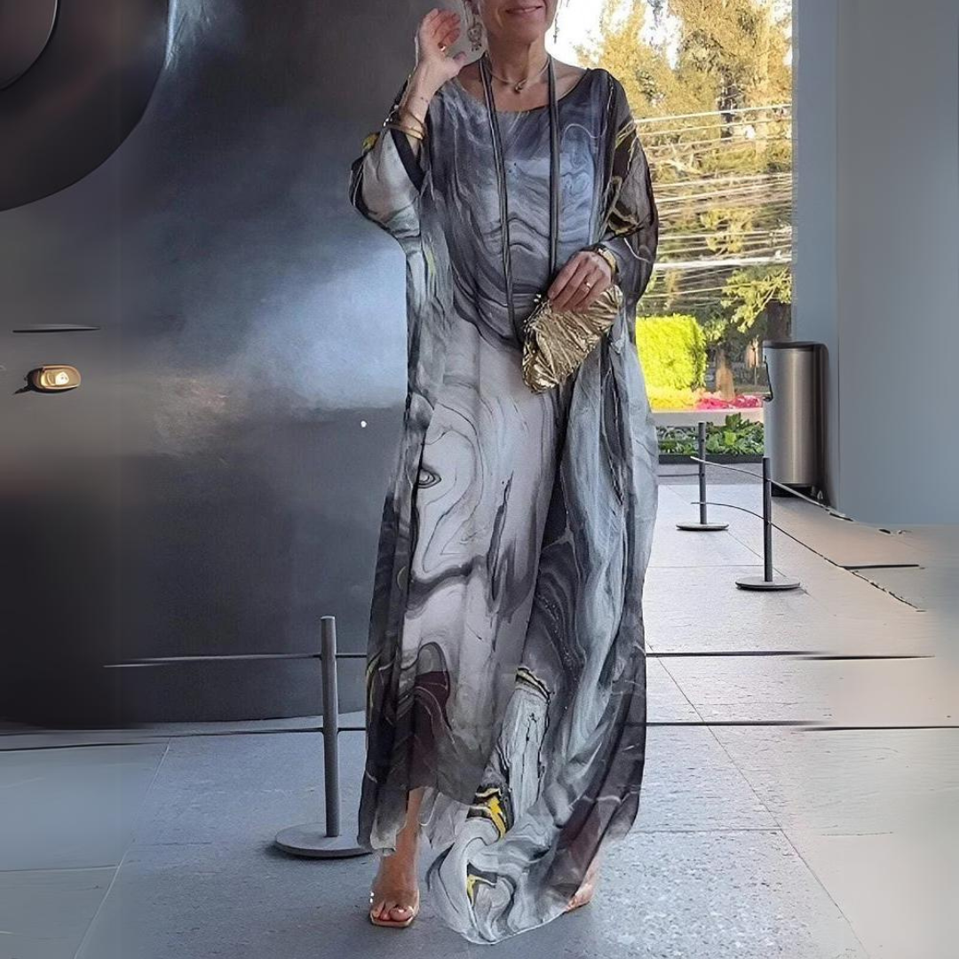 Valenzora | Kaftan Dress Flowing Lightweight Fabric Elegant Loose Fit Wide Sleeves