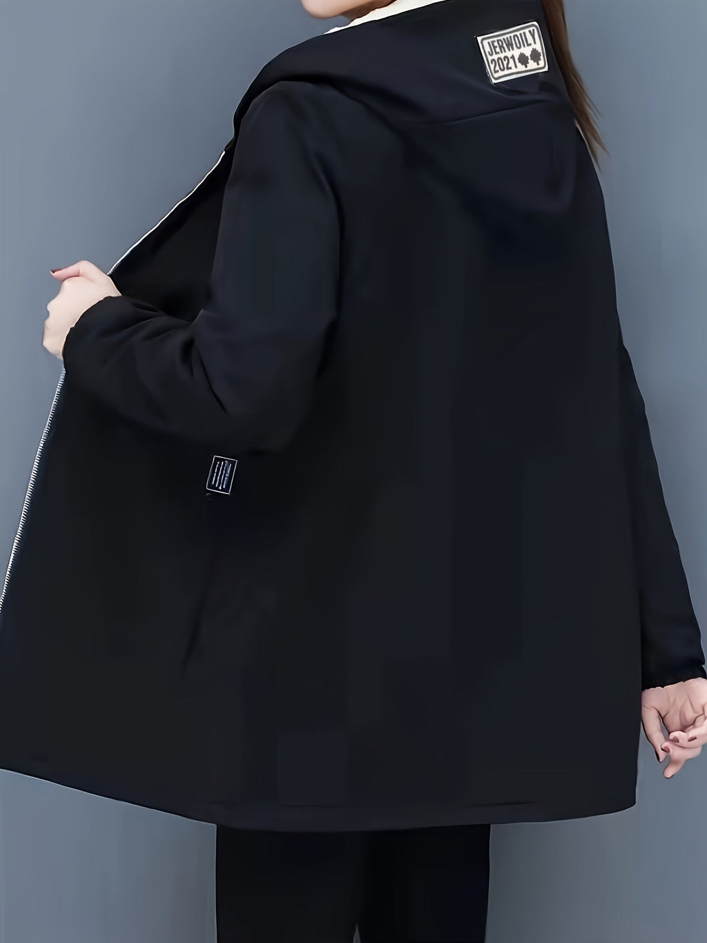 Valenzora | Women's hooded coat - black casual jacket
