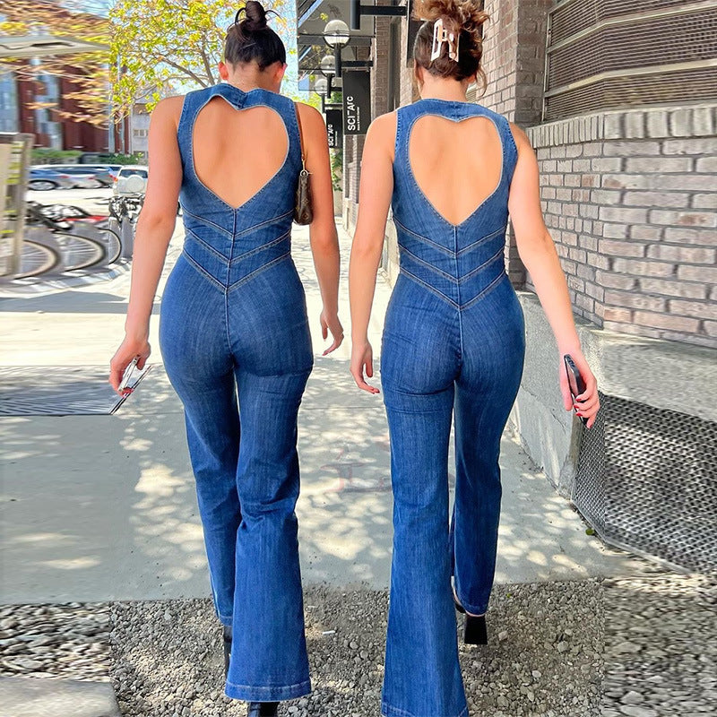 Valenzora | Damen-Jeans-Jumpsuit mit Reißverschluss