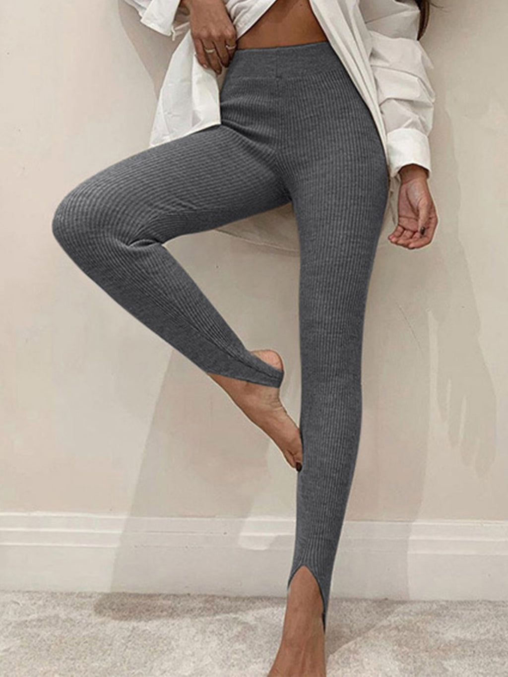 Valenzora | Leisure Autumn Ribbed Mid-High Leggings for Women