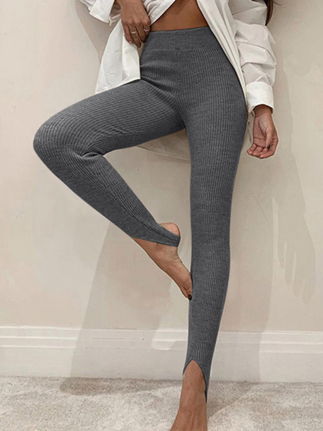 Valenzora | Leisure Autumn Ribbed Mid-High Leggings for Women
