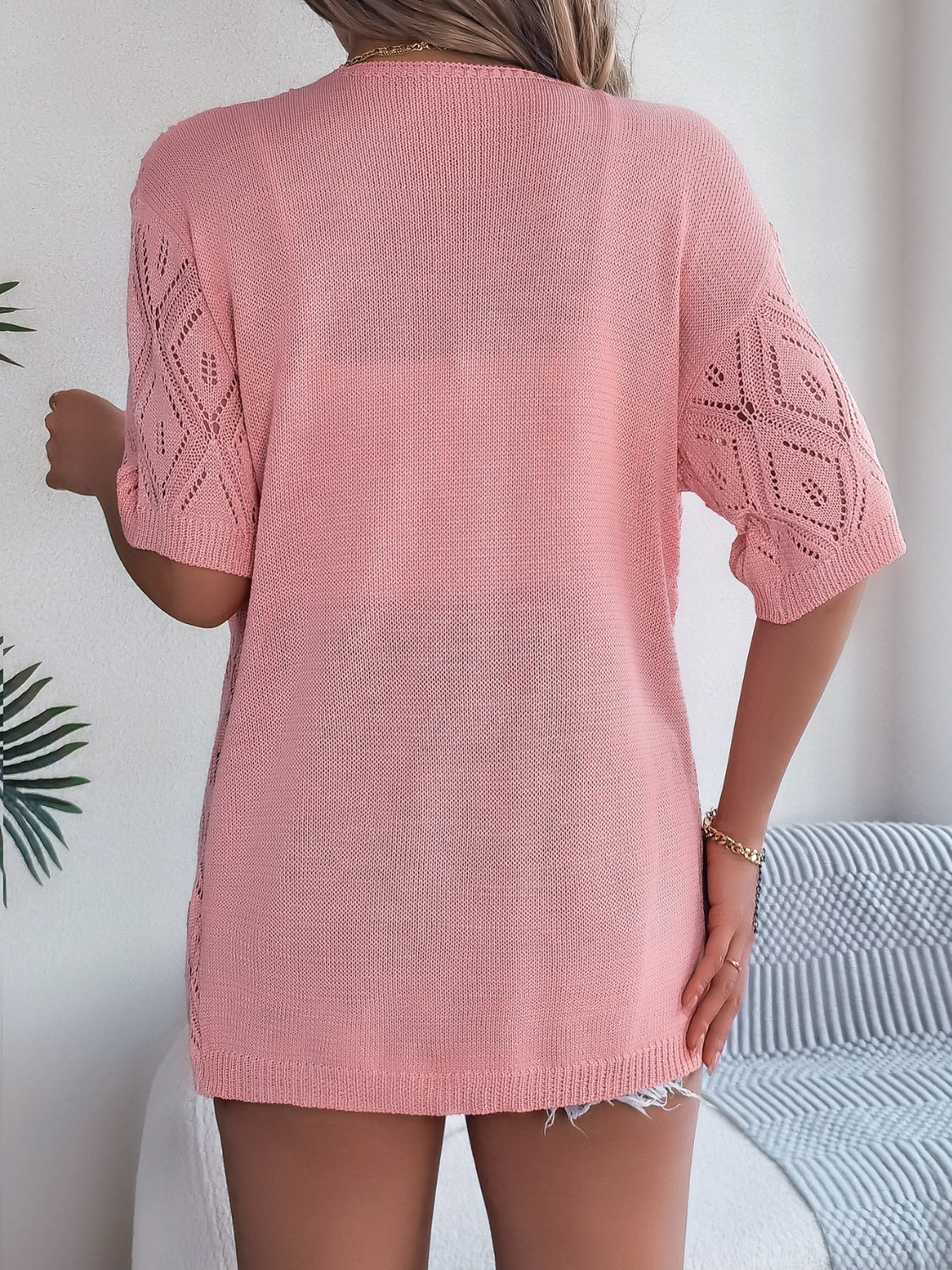 Valenzora | Offen geschnittene Strickjacke mit kurzen Ärmeln