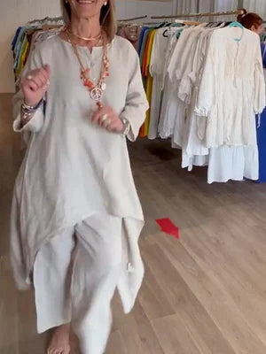 Valenzora | Solid-color linen leisure suit for women