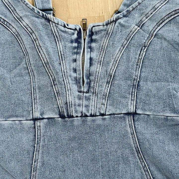 Valenzora Jeanskleid mit U-Boot-Ausschnitt – Sommerliches, legeres, figurbetontes Slim-Fit-Kleid mit Schlitz-Design