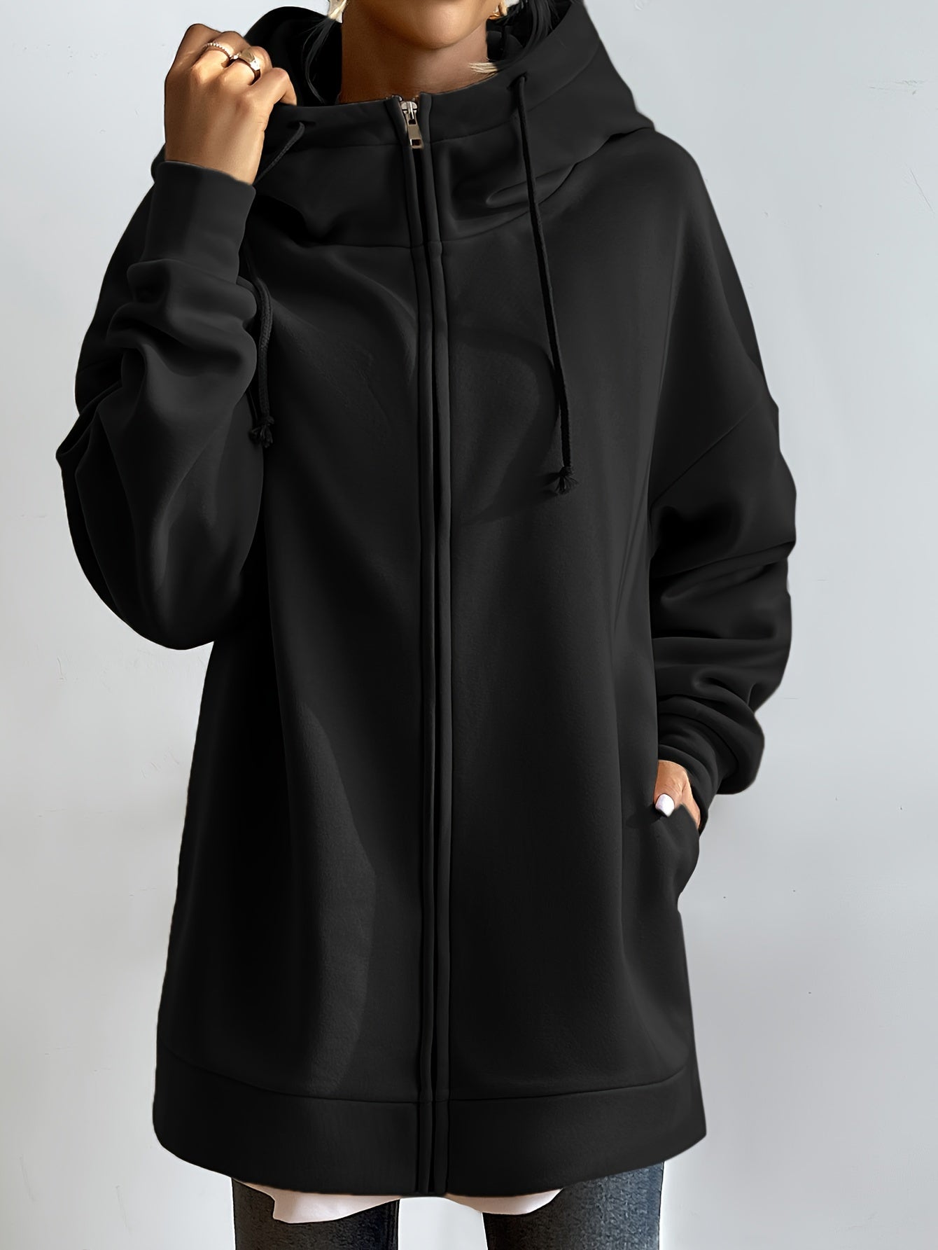 Valenzora | Comfort - Extremely comfortable long zip-up plush hoodie with hood for women