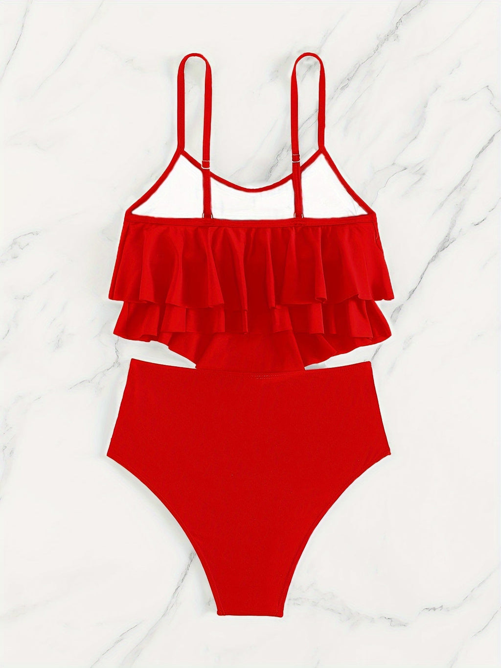 Valenzora | Ruched, Layered Two-Piece Black Tankini for Women