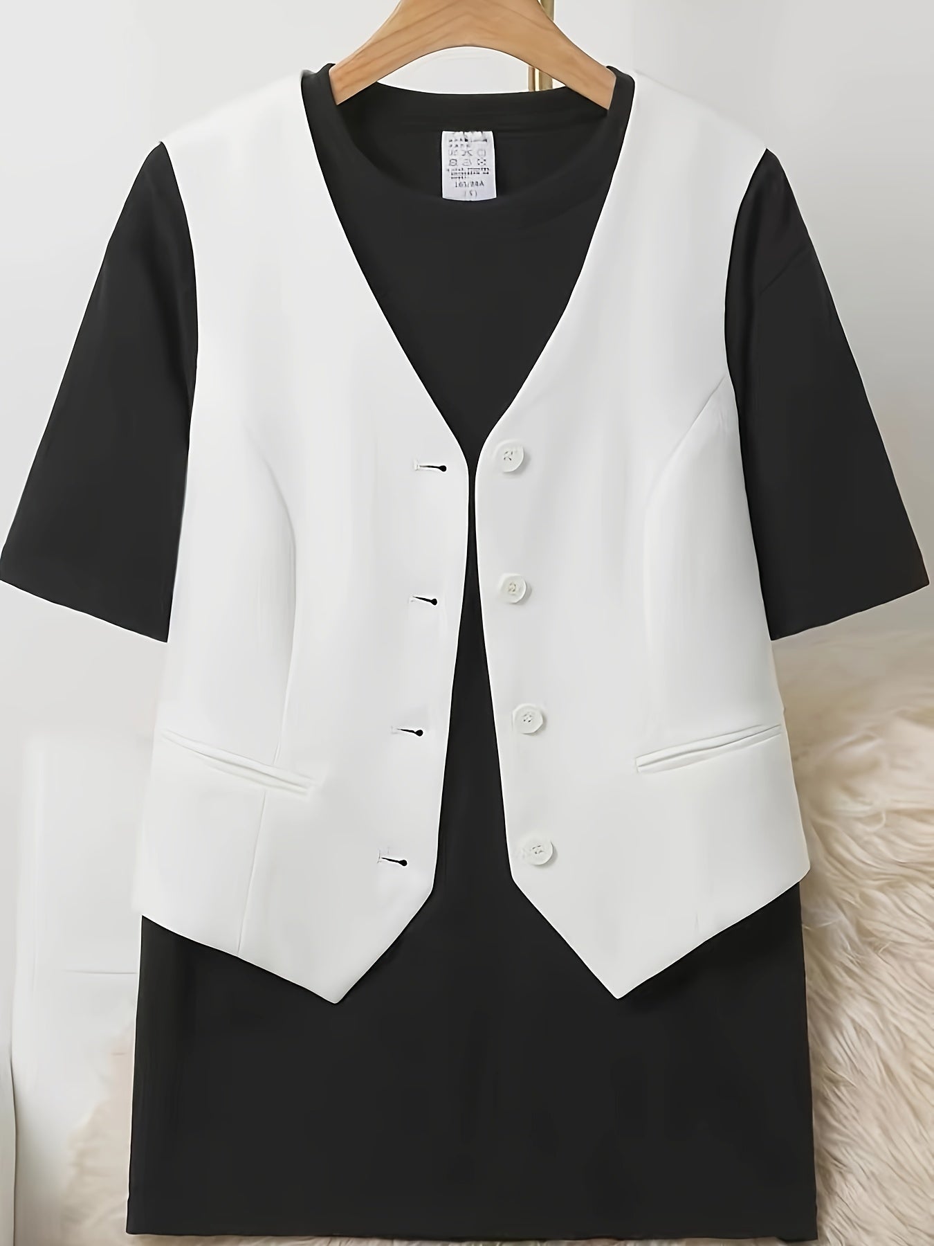 Valenzora | Solid color sleeveless vest with V-neck and button closure