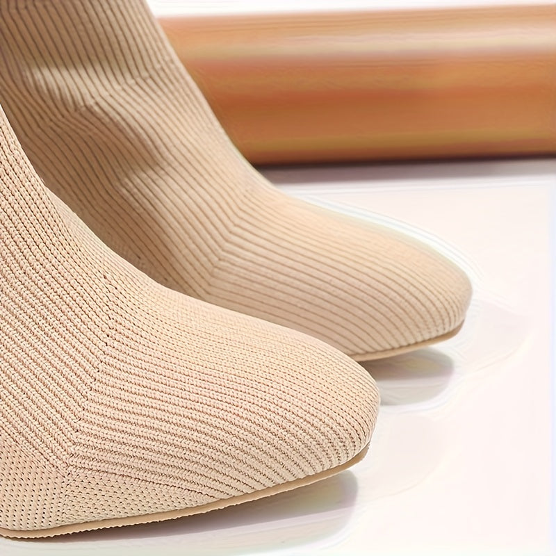 Valenzora | Knitted boots with mid-height shaft and block heel