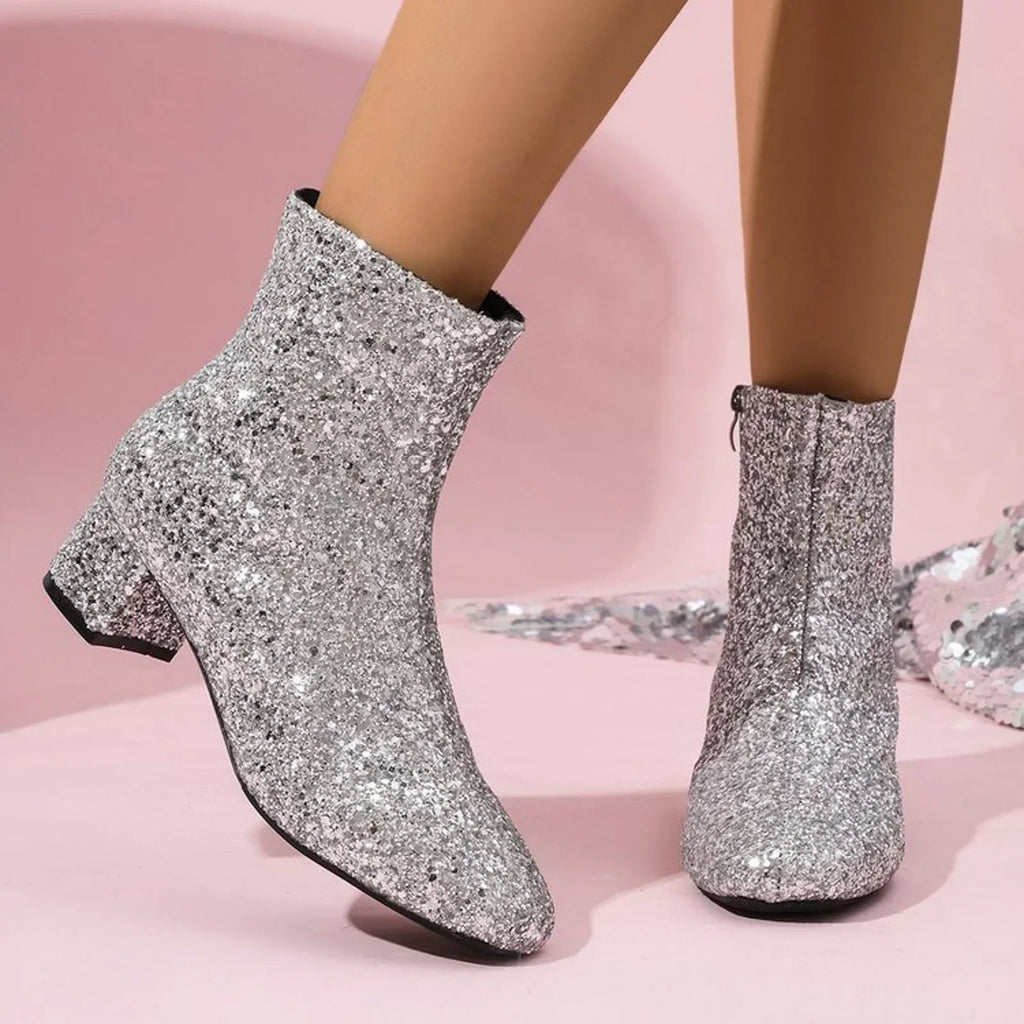 Valenzora | Fashionable ankle boot with block heel and side zipper