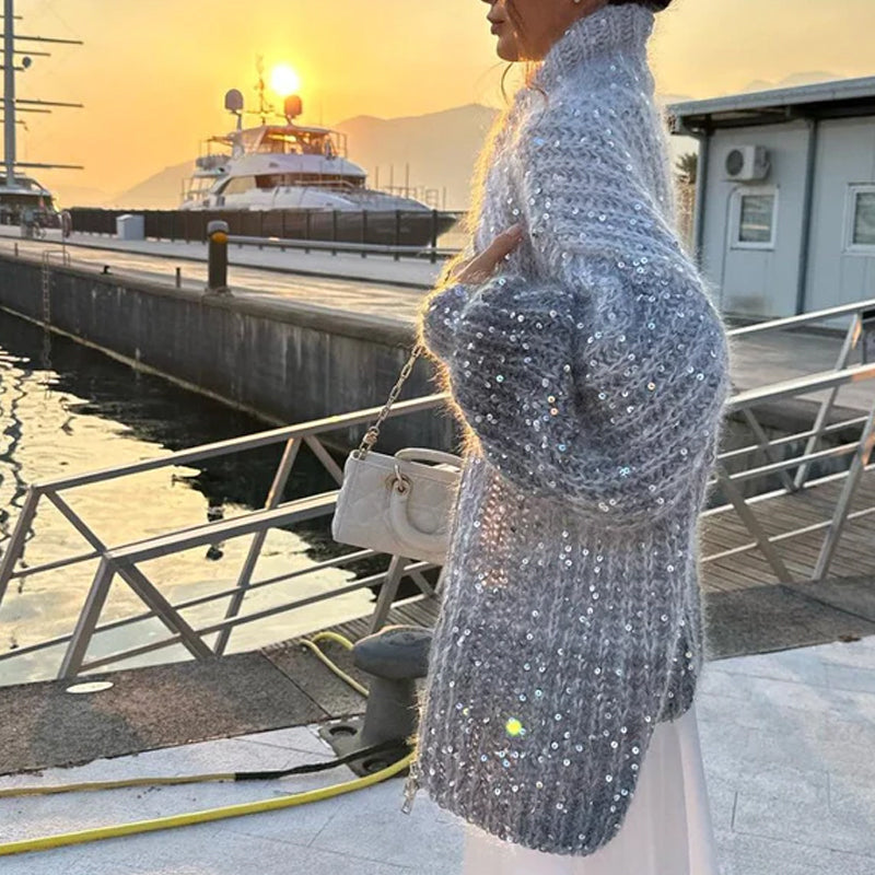 Valenzora | Strickjacke mit Glitzerpailletten