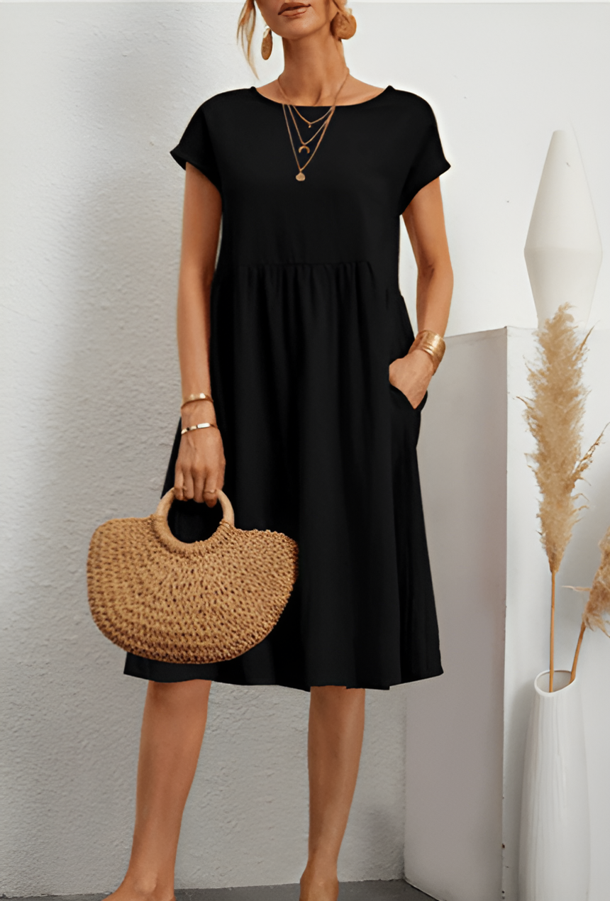 Valenzora | Women's Cotton Linen Midi Dress