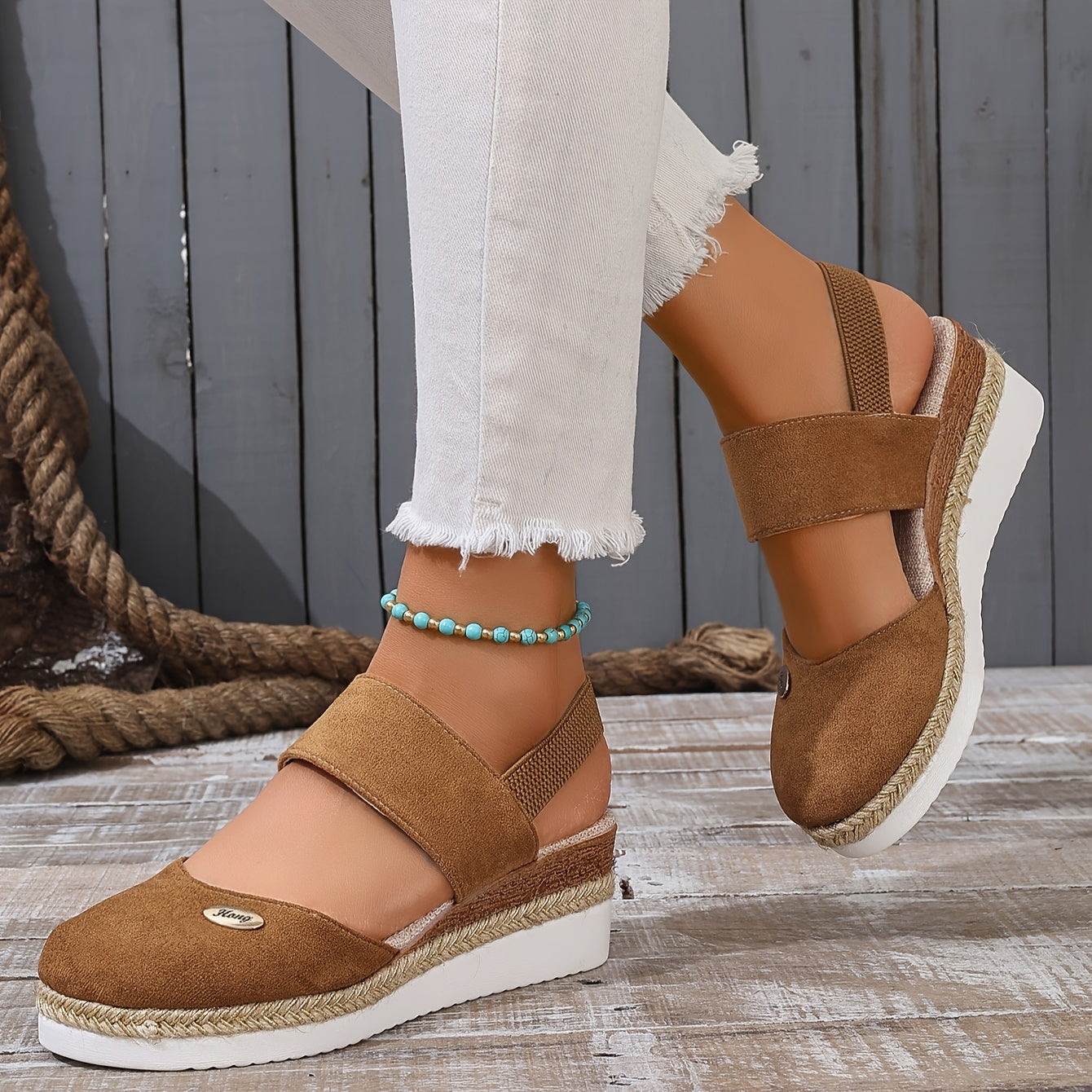 Valenzora | Women's Platform Sandals: Non-slip, Closed Toe, Elastic Strap