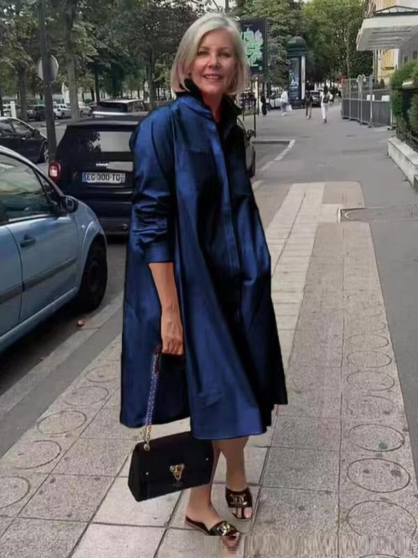 Valenzora | Shirt dress with turn-down collar & three-quarter sleeves
