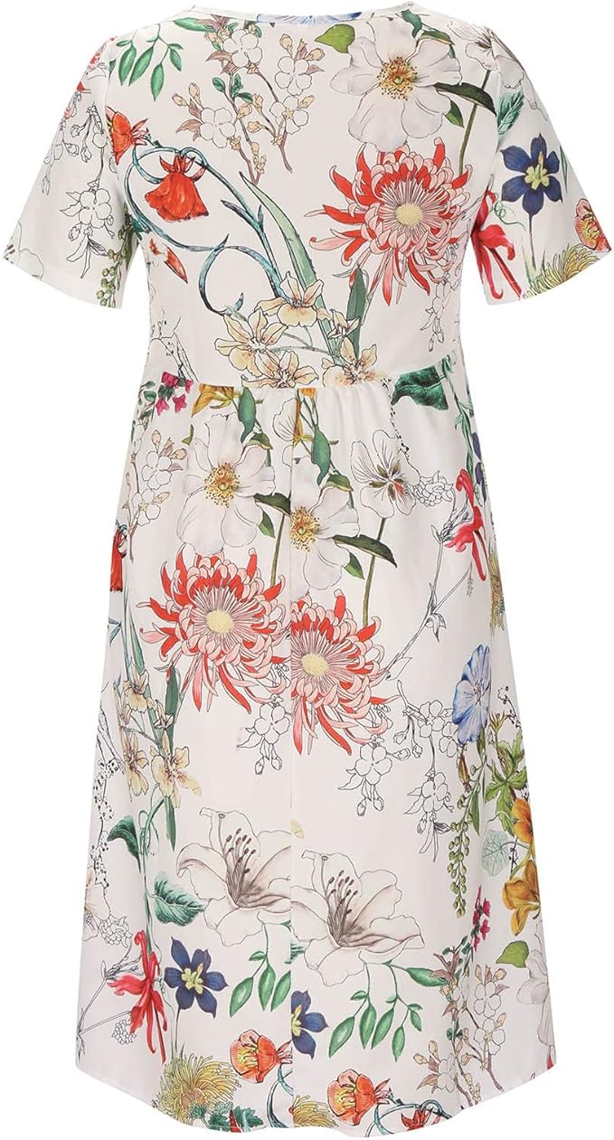 FleurBlanche™ – Weißes Sommerkleid mit buntem Blumenmuster