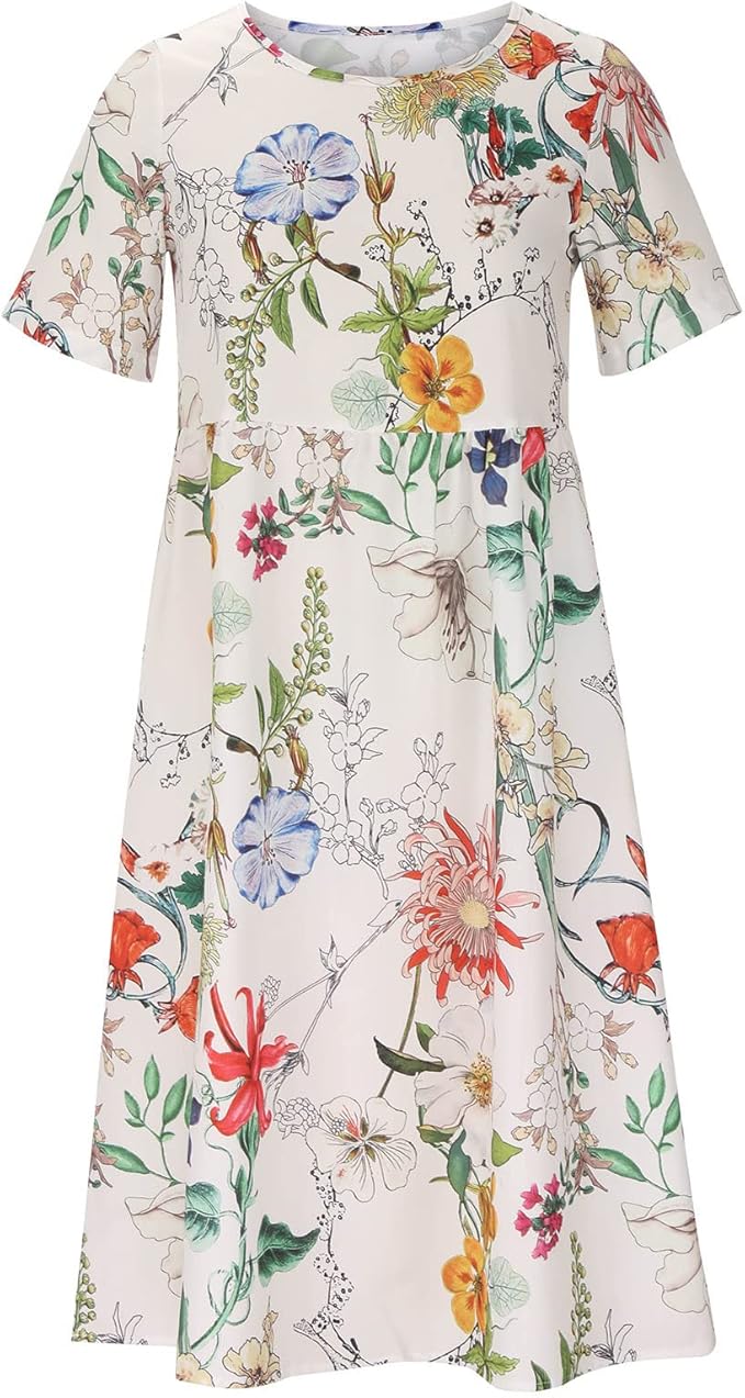 FleurBlanche™ – Weißes Sommerkleid mit buntem Blumenmuster